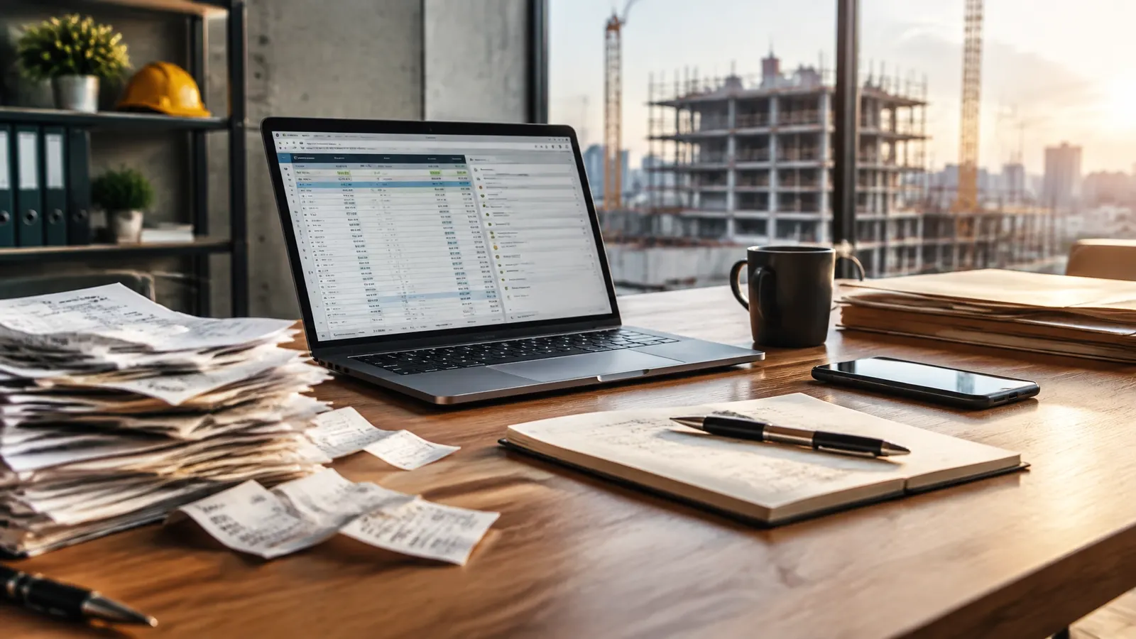 A tidy worktable with documents and tools ready for business operations